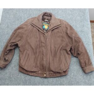 Vtg Leather Wilsons Bomber Jacket Mens Large 42 Brown Thinsulate Zip Liner Suede
